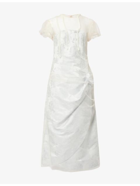 Simone Rocha Floral Jacquard Satin Midi Dress