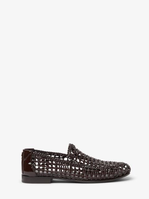 FENDI Loafers Brown low-sheen leather braided loafer