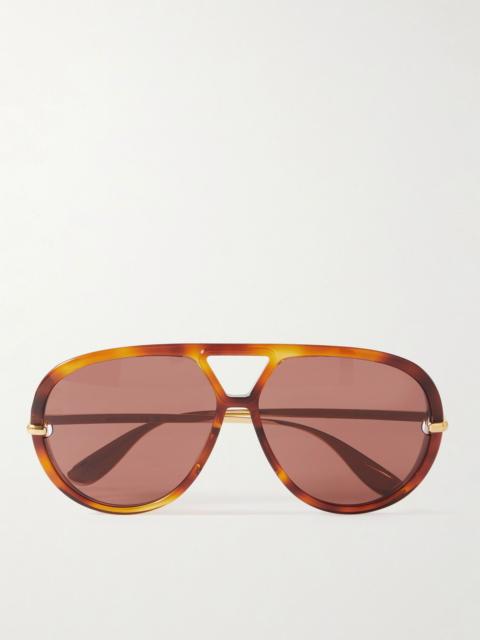 Bottega Veneta Drop oversized aviator-style tortoiseshell recycled-acetate and gold-tone sunglasses Tortoiseshell