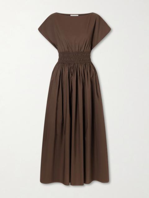 MATTEAU Shirred Organic Cotton-poplin Maxi Dress