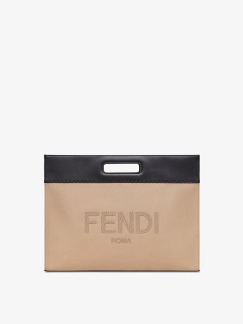 FENDI Beige canvas shopper