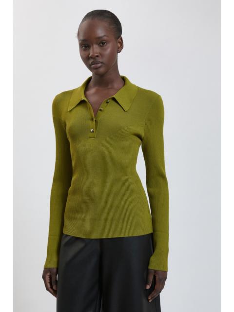 KAREN MILLEN Rib Knitted Collar Detail Polo Top