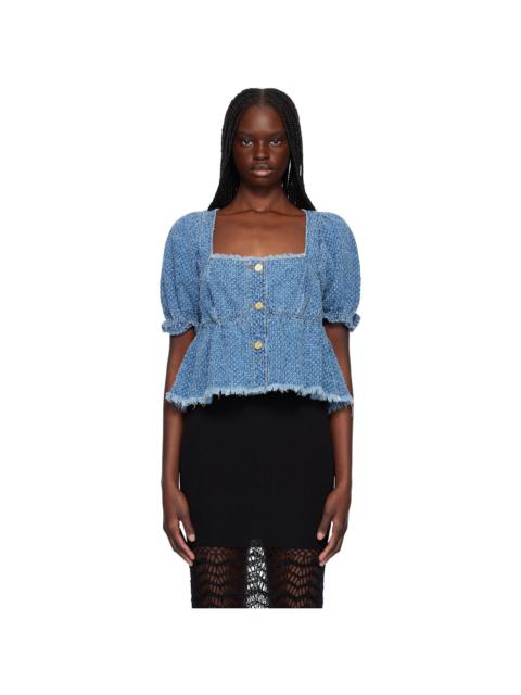GANNI Blue Fluffy Denim Blouse