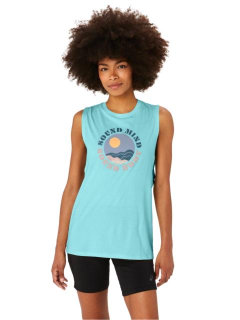 Asics WOMEN'S ASICS SUN IN THE SKY SLOGAN MUSCLE TEE