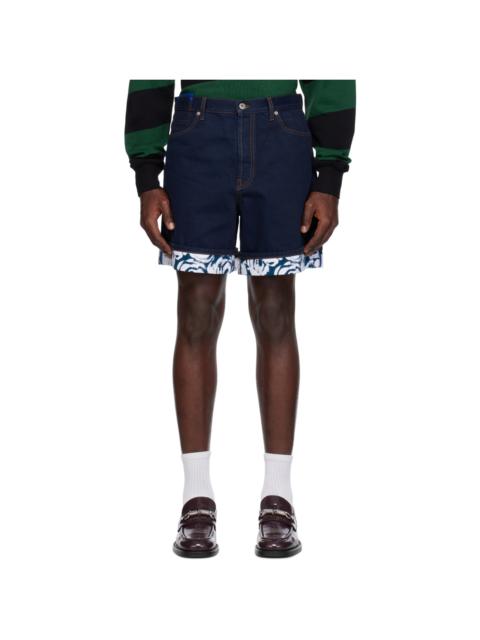 Burberry Indigo Flocked Denim Shorts