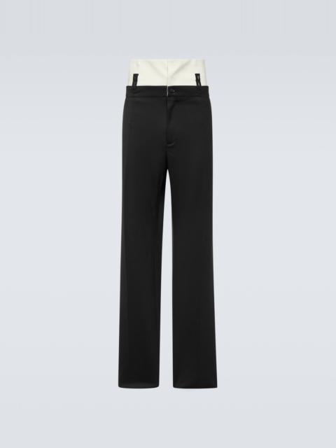 Wool-blend twill straight pants