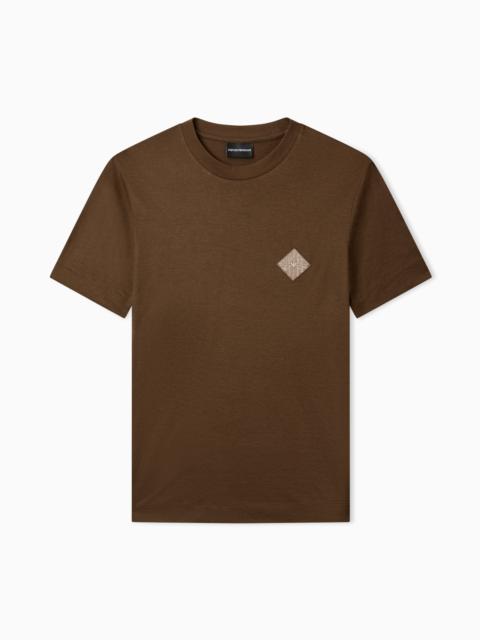 EMPORIO ARMANI SLIM-FIT LYOCELL-BLEND JERSEY T-SHIRT WITH LOGO PATCH