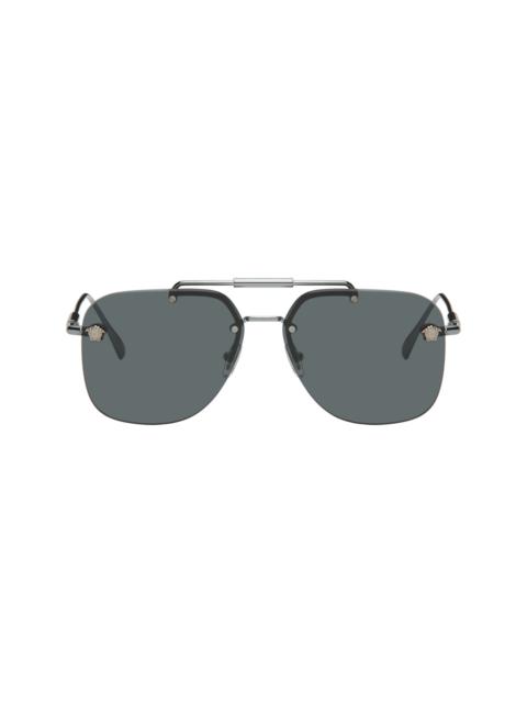 VERSACE Gunmetal Medusa Pilot Sunglasses
