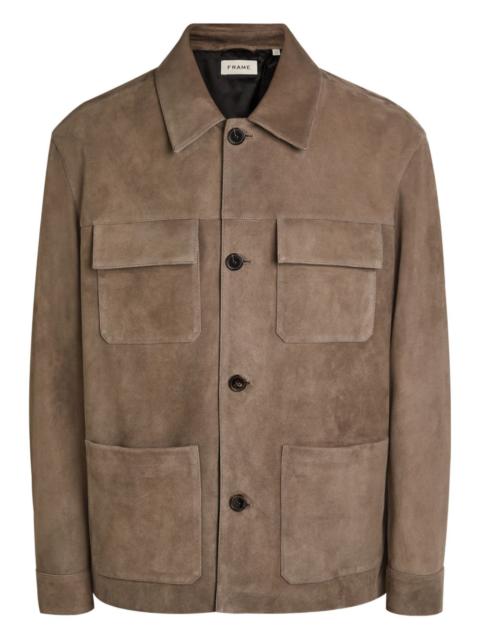 FRAME patch-pocket suede jacket