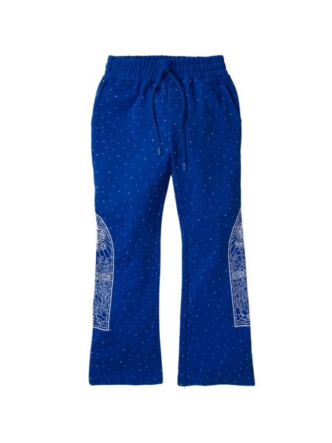 WHO DECIDES WAR Rhinestone Sweatpants "Indigo"