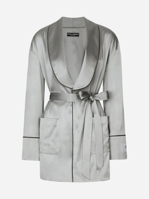 Dolce & Gabbana Satin pajama shirt with belt