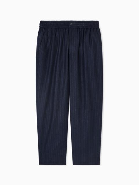 GIORGIO ARMANI WOOL AND CASHMERE CLOTH FLAT-FRONT TROUSERS