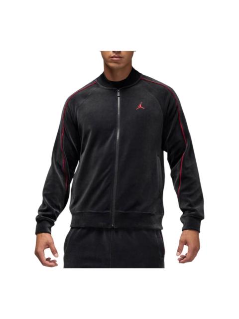 Jordan Air Jordan Brooklyn Velour Track Jacket 'Black Gym Red' HV1870-010