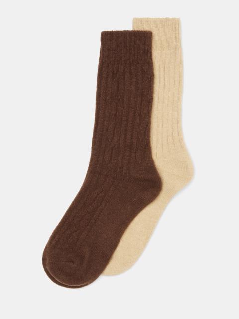 STEVE MADDEN 2 PACK CABLE TEXTURED BOOT SOCKS TAN MULTI