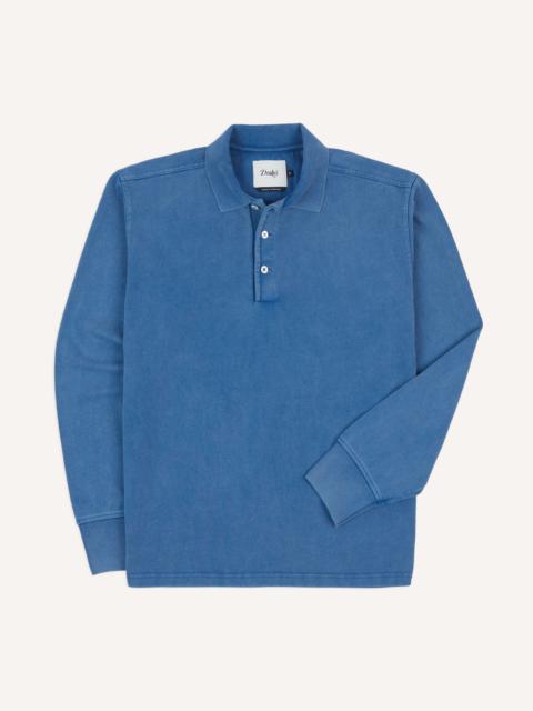 Drake's Indigo Cotton Jersey Long-Sleeve Polo Shirt