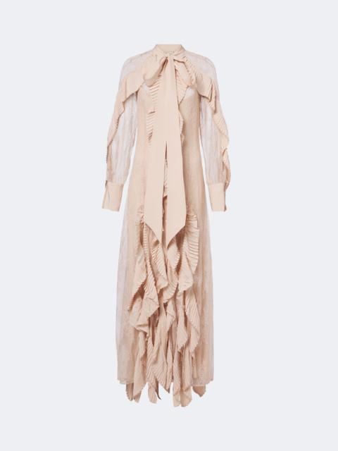 Blumarine Ruffled tie-neck lace gown