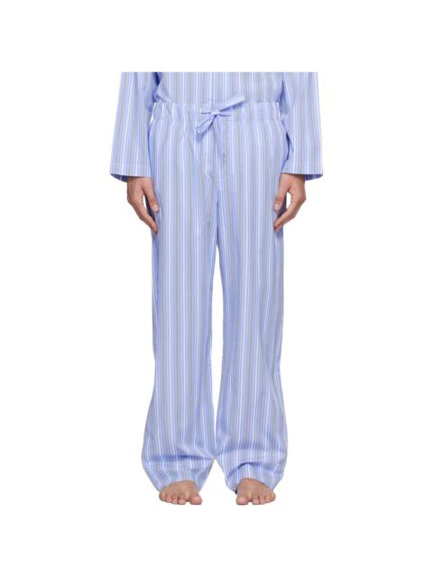 TEKLA Blue & White Poplin Pyjama Pants