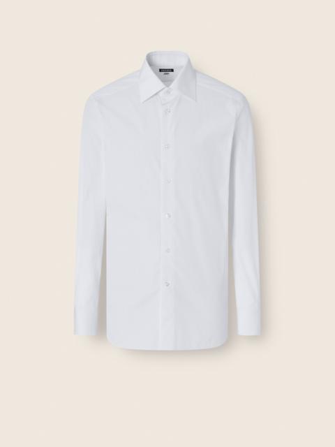 ZEGNA WHITE AND LIGHT BLUE STRIPED COTTON SHIRT