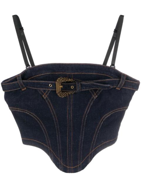 VERSACE JEANS COUTURE Baroque Buckle denim corset top