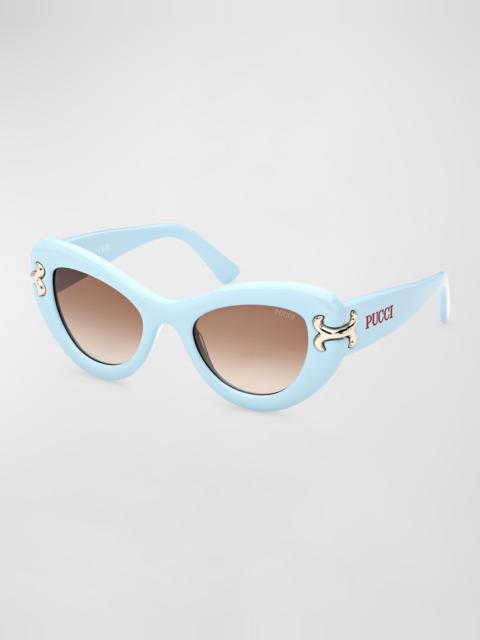 EMILIO PUCCI Filigree Acetate & Metal Cat-Eye Sunglasses