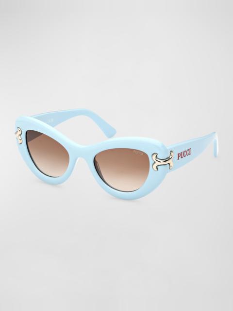 PUCCI Filigree Acetate & Metal Cat-Eye Sunglasses