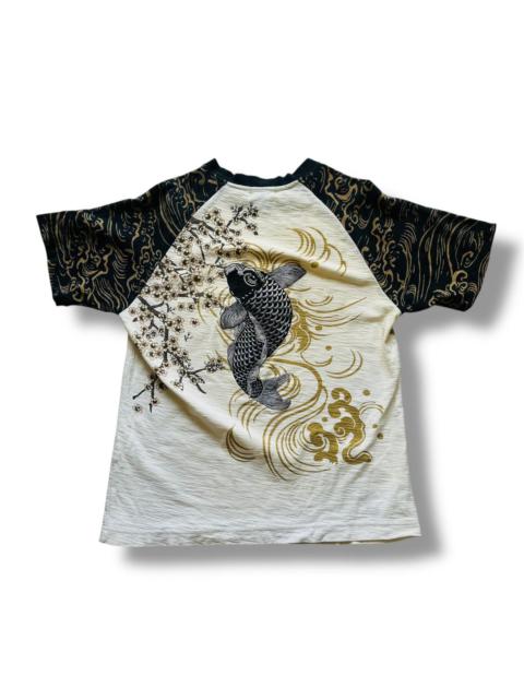 Other Designers Vintage Kara Kuri Sukajan Embroidered Koi Fish TShirt Japan