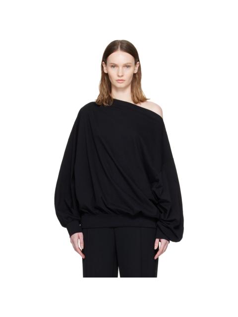 MM6 Maison Margiela Black Long-Sleeved Asymmetric Top