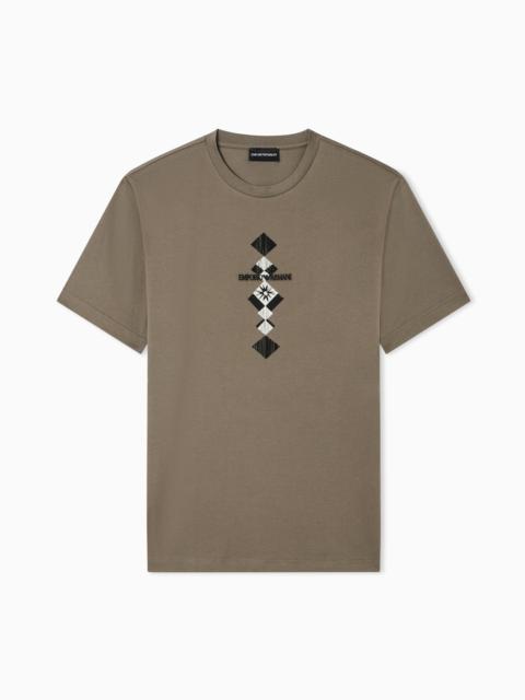 EMPORIO ARMANI JERSEY T-SHIRT WITH TRIBAL PRINT