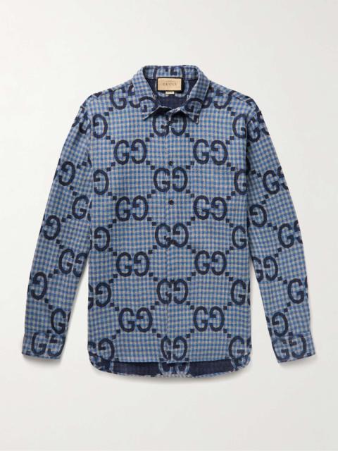 GUCCI Checked Logo-Jacquard Wool Shirt