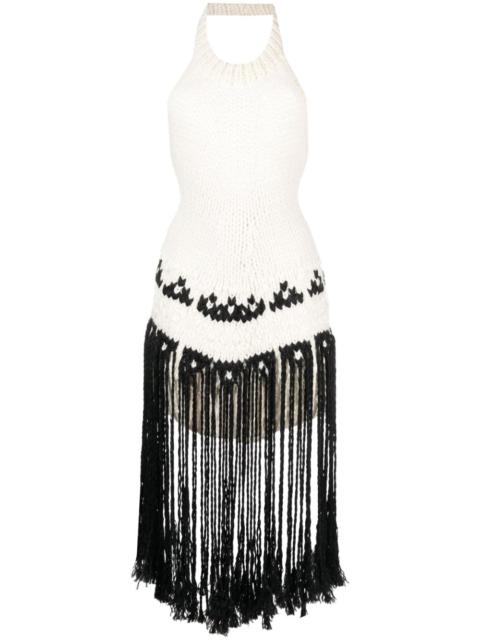 Jil Sander fringed knit halterneck top