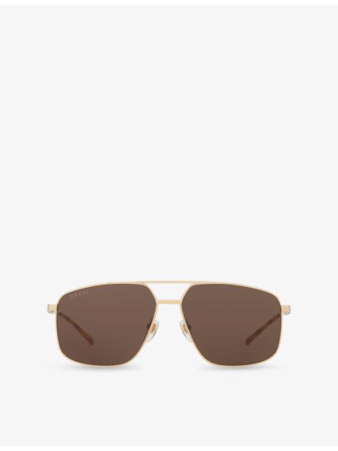 GUCCI GG1676S Pilot-Frame Metal Sunglasses