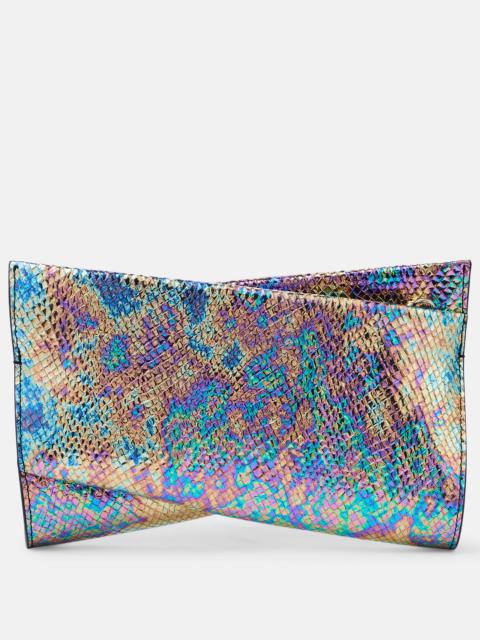 Christian Louboutin Loubitwist snake-effect leather clutch