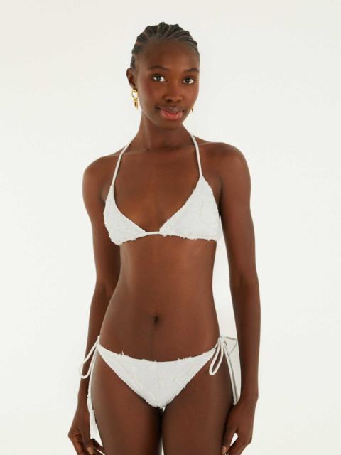 FARM RIO White Beaded Side Ties Full Bikini Bottom