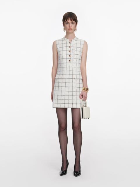 self-portrait Check Boucle Lace Trim Mini Dress