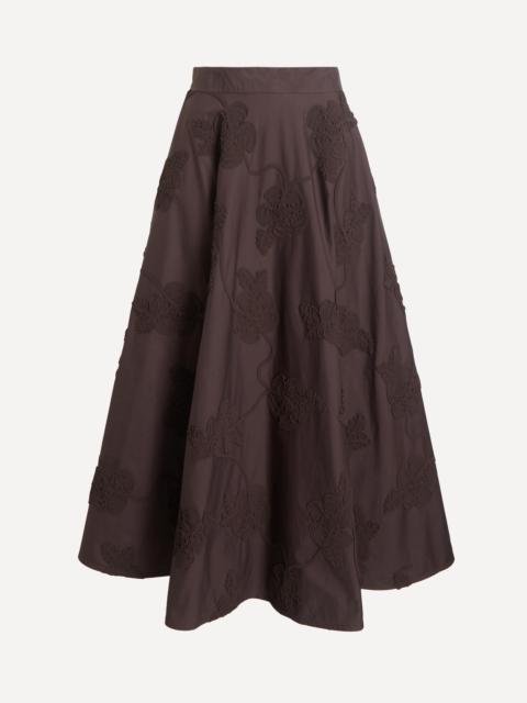ROTATE Dark Brown Flower Maxi Skirt