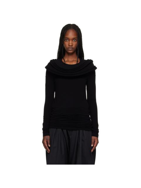 Junya Watanabe Black Nylon Stretch Jersey Drape T-shirt