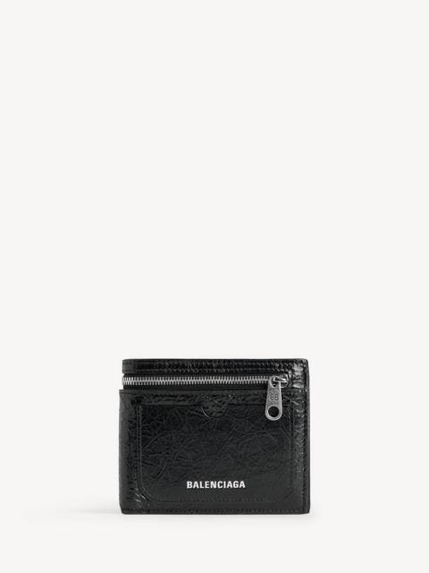 BALENCIAGA Men's Superbusy Square Folded Wallet in Black