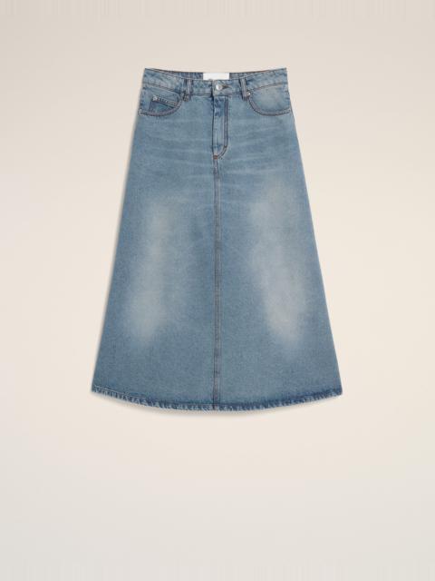 AMI Paris BLUE LONG A-LINE COTTON SKIRT