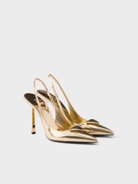 Prada Metallic leather slingback pumps