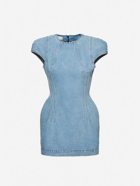 MAGDA BUTRYM Short-sleeve denim mini dress in light blue