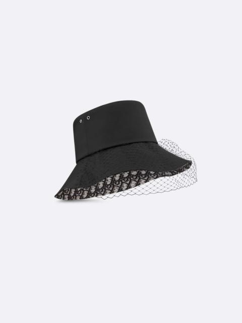 Dior Teddy-D Large Brim Bucket Hat with Veil