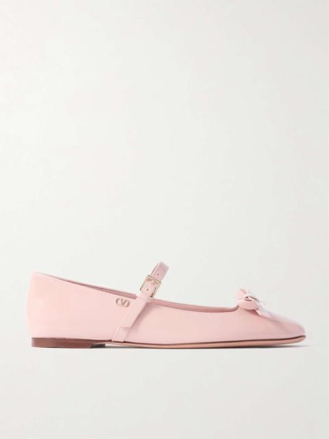 Valentino Bow-embellished patent-leather Mary Jane ballet flats