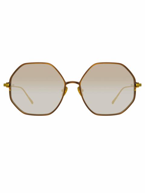 LEIF OVERSIZED SUNGLASSES IN YELLOW GOLD AND BROWN