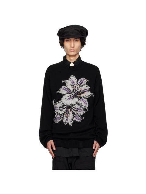 Yohji Yamamoto Black & Purple 7G Flower Sweater
