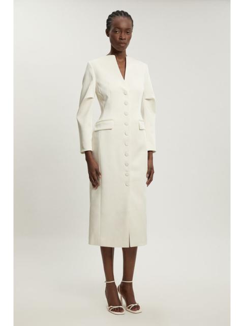 KAREN MILLEN Petite Tailored Satin Button Through Midi Dress
