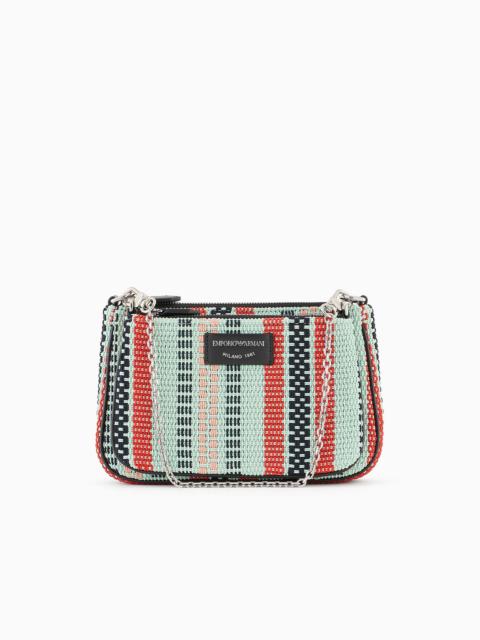 EMPORIO ARMANI Double mini shoulder bag in basketweave