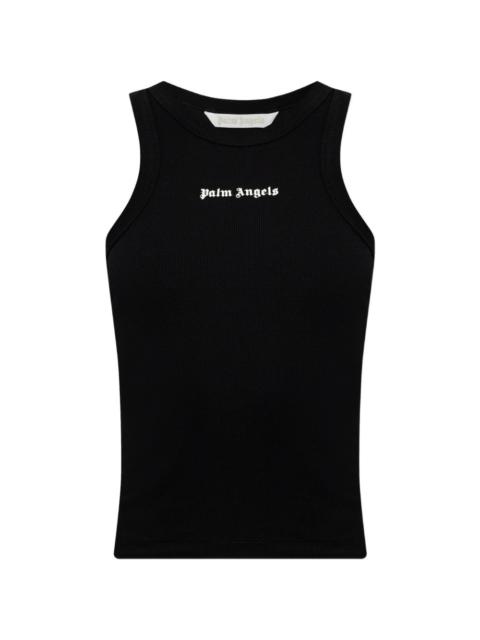 Palm Angels logo-print ribbed top