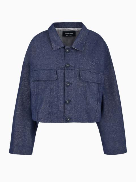GIORGIO ARMANI Denim Collection blouson cotton, viscose and lurex denim