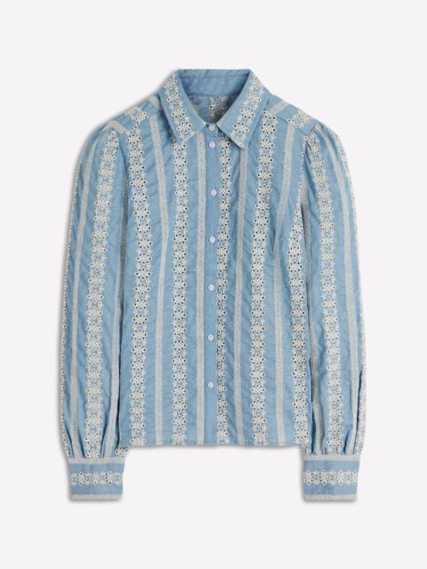 BODEN Cara Denim Shirt-Blue Broderie