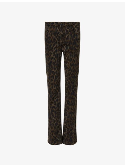 ALLSAINTS Haldan Leopard-Print Stretch-Denim Jeans